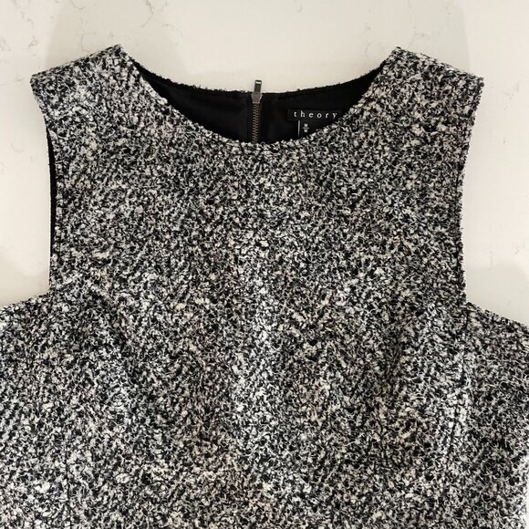 Theory PAGIA B Tweed Knit Lined Virgin Wool Blend Vest Black & Hues of Grey Sz M - Picture 3 of 10